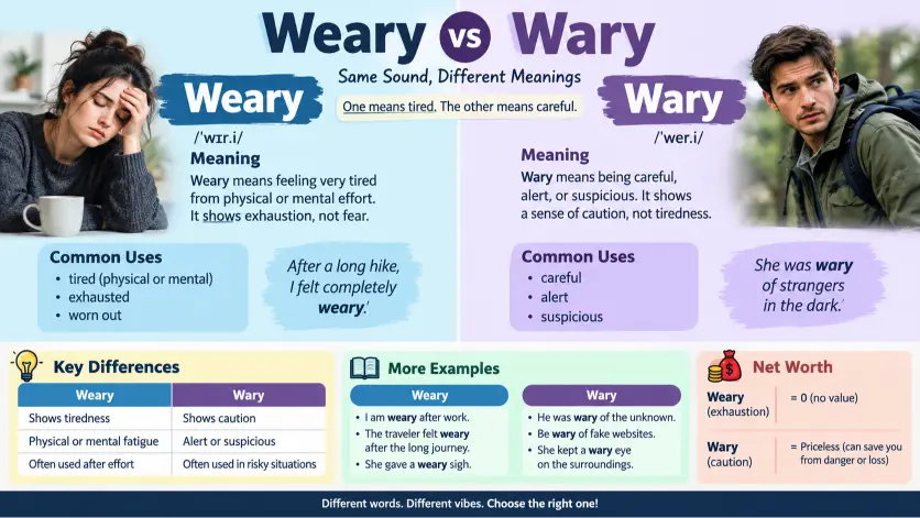 Weary vs Wary