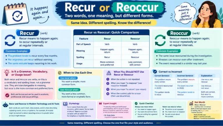 Recur vs Reoccur
