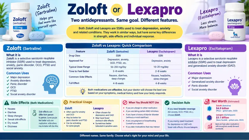 Zoloft vs Lexapro